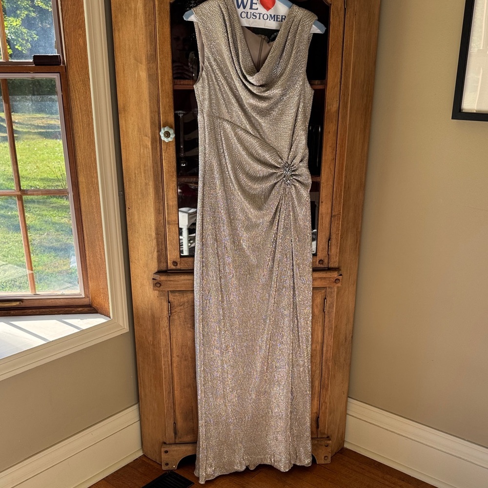 Elegant Gold & Silver Evening Gown